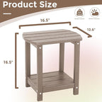 Adirondack Square Outdoor Side Table, 2-Tier Storage Patio Side Table, HDPE End - Image 3