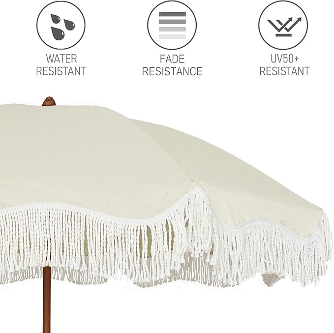 AMMSUN 6.5ft Boho Outdoor Umbrella - Image 4
