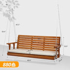 VINGLI Heavy Duty 880 LBS Patio Wooden Porch Swing Outdoor - Image 5