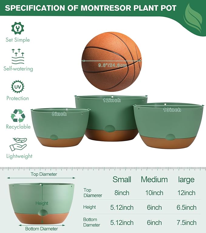 3 Pack 8/10/12 Inch Hanging Planters - Image 3