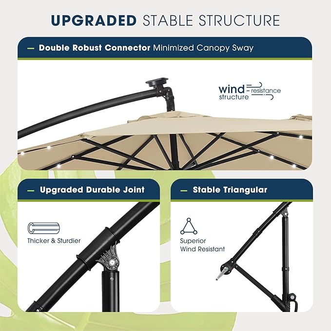wikiwiki 10ft Solar LED Patio Umbrella - Image 7