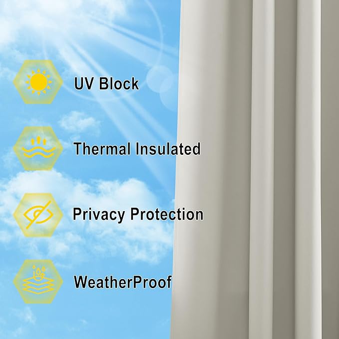 NICETOWN Outdoor Curtains for Patio Waterproof, Rustproof Grommet Room - Image 5