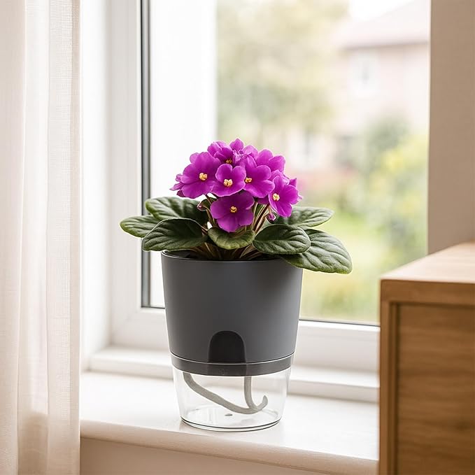 12 Pack Self Watering Pots for Indoor Plants, PlanterHoma 3.2 Inch Plant Pot - Image 4