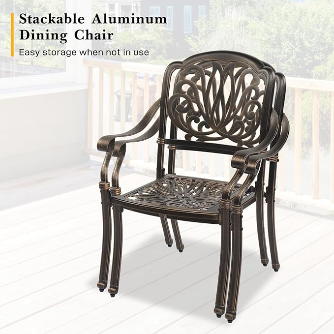 VINGLI 5-Piece Outdoor Patio Dining Set, Cast Aluminum All-Weather Outdoor - Image 3