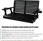 Wooden Porch Swing 2-Seater, High Backrest and Deep Seat, Bench Swing - Image 3