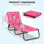 GYMAX Tanning Chair, 350lbs Beach Lounge Chair - Image 3