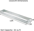 12x2x1ft Galvanized Raised Garden Bed, Outdoor Planter Box Metal Patio Kit - Image 2