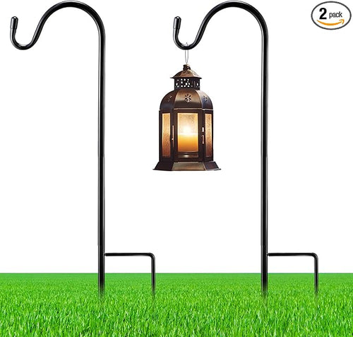 2 Pcs 15 Inch Shepherds Hook for Outdoor Adjustable Bird Feeder Pole Metal by Yetene
