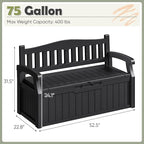 Homall 75 Gallon Outdoor Storage Benches Lockable Deck Box - Image 3