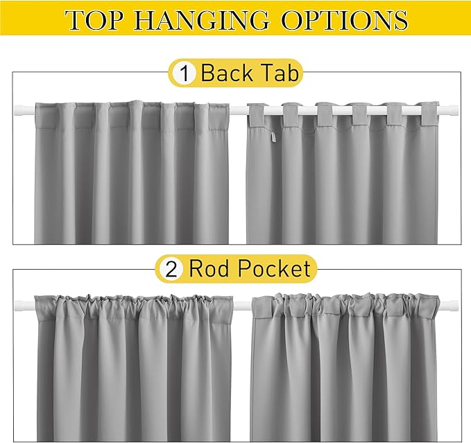 NICETOWN 2 Panels Outdoor Curtains Waterproof Pocket & Back Tab on Top & Bottom - Image 3
