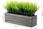 MyGift 14 Inch Artificial Green Grass Plant in Vintage Gray Wood Planter Window - Image 5