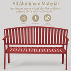 Outdoor Bench Weatherproof Aluminum Patio Garden Bench, Patio Loveseat - Image 3