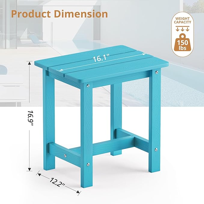 LUE BONA Outdoor Side Table, HDPS Small Outdoor Table, Rectangle Adirondack - Image 2