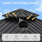 Aoxun 12'x12' Hardtop Gazebo, Aluminum Frame Canopy - Image 5