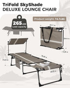 KingCamp Tanning Chair with Face Hole, Lounge Chairs Outdoor Folding Comfy - Image 3