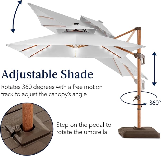 Best Choice Products 10ft Square Cantilever Patio Umbrella w/Base Included - Image 8