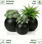 13.5 H x 17" Dia Round Fiberstone Planter - Image 2