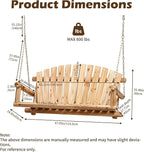 Outdoor Porch Swing Front Porch Hanging Wooden Bench Swing 2 Seat Chair - Image 8