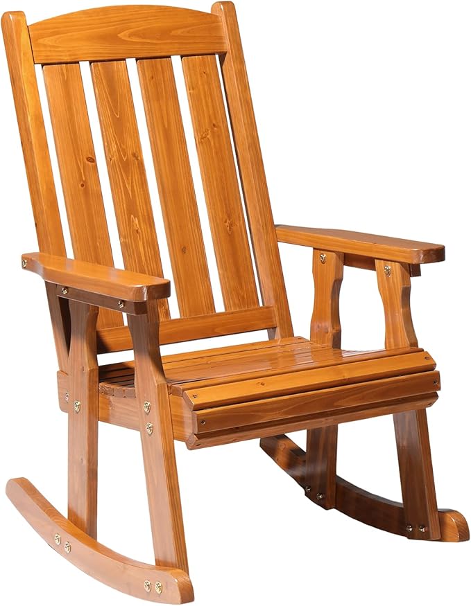 VINGLI Heavy Duty 600 LBS Outdoor Wooden Rocking Chair by VINGLI