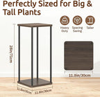 2 Tier Plant Stand Indoor, 28In Tall Corner Vertical Wood Metal Square Shelf - Image 3