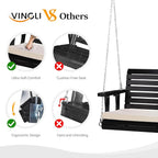 VINGLI Outdoor 4 FT Porch Swing, Heavy Duty 880 LBS Wooden Patio Swings - Image 3