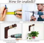 Plant Hanger Hooks for Indoor Hanging Plants, 2 Pack Rustic Farmhouse Wooden - Image 4
