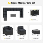 Aoxun Patio Furniture Set with Fire Pit Table, 12 Piece Outdoor Sectional Sofas - Image 7