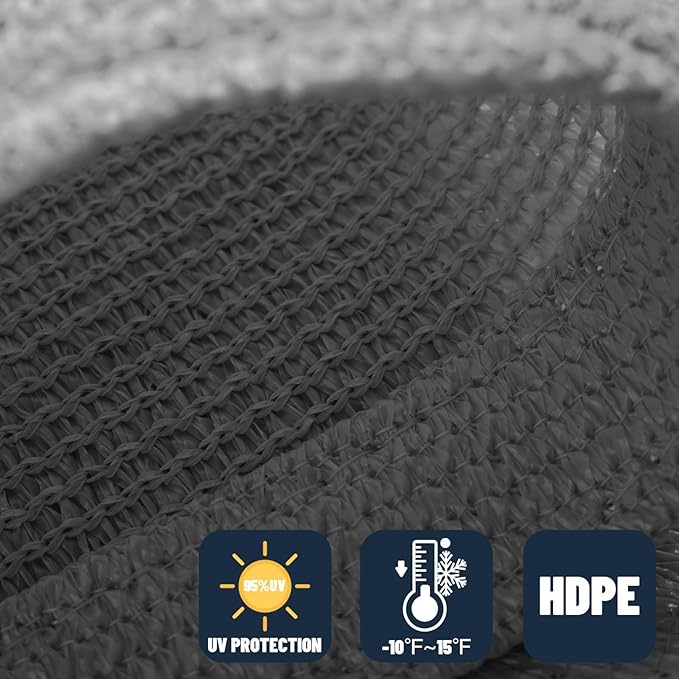SUNNY GUARD Custom Size 9'x22' Rectangle Dark Grey UV Block Sunshade - Image 4
