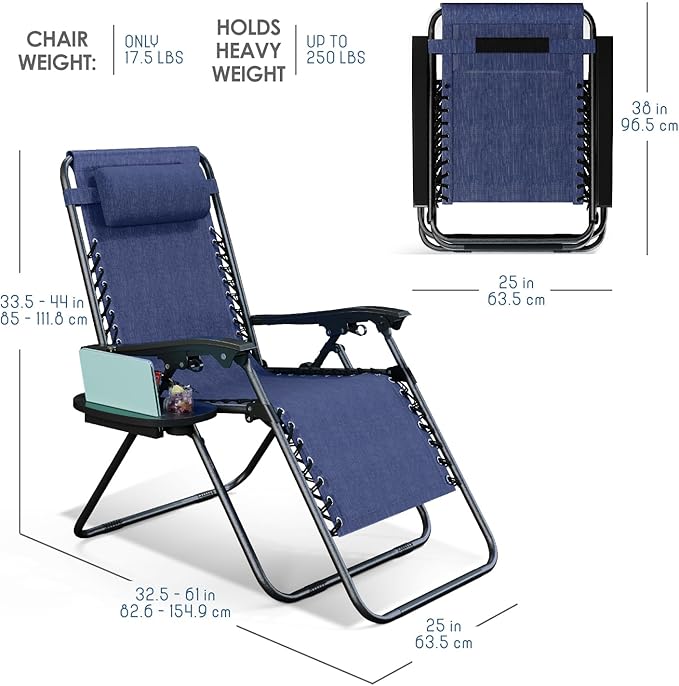 Nestl Zero Gravity Chairs Set of 2, Patio Lounge Chair Outdoor - Image 3