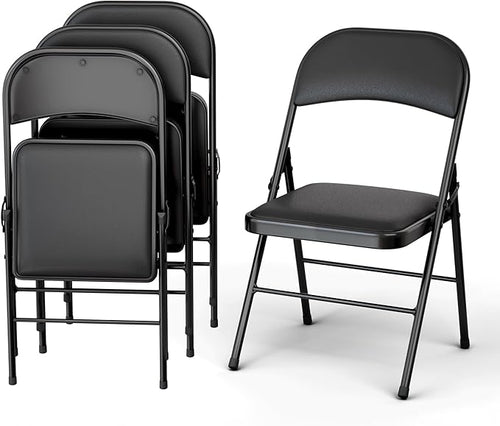 4 Pack Leather Chair | Foldable & Stackable | 350 lbs Capacity Steel Frame Seats by OurModernSpace