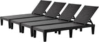 Chaise Lounge Outdoor Set of 4, Adjustable Pool Lounge Chair by EUNHOO
