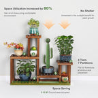 Pine Wood Plant Stand Indoor Outdoor Multi Layer Flower Shelf Rack Higher and - Image 3