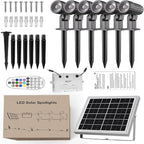 CLY Solar 6 in 1 RGB Spotlights Outdoor Garden, 10 Colors 12 Modes Solar Garden - Image 9