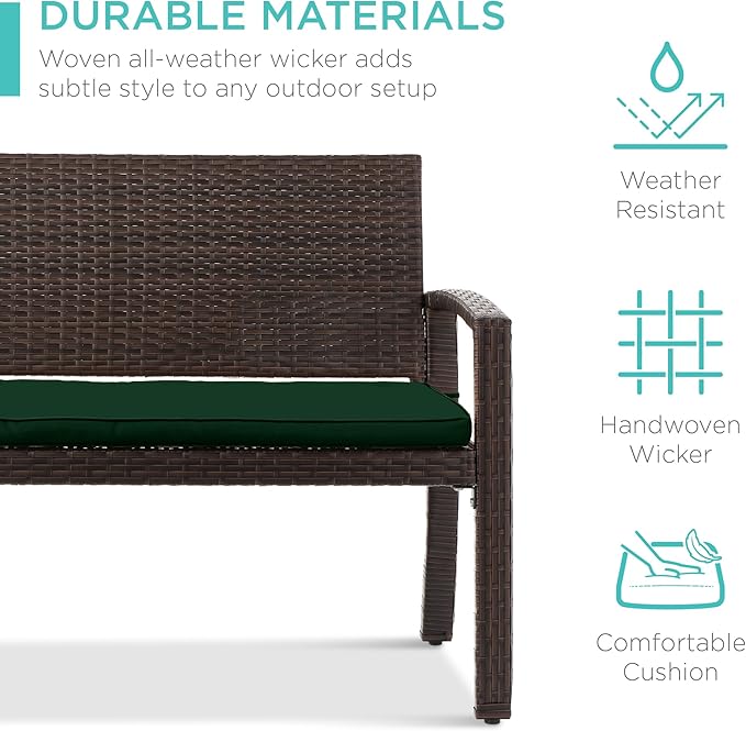 Best Choice Products Outdoor Bench 2-Person Wicker Garden Patio Benches Seating - Image 5