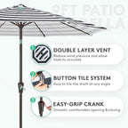 JEAREY 9FT Outdoor Patio Umbrella Outdoor Table Umbrella - Image 2