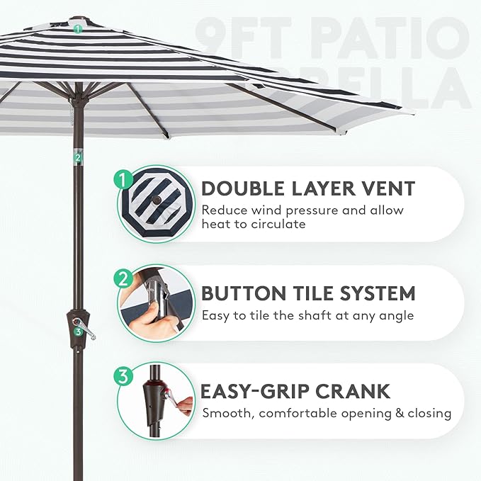 JEAREY 9FT Outdoor Patio Umbrella Outdoor Table Umbrella - Image 2