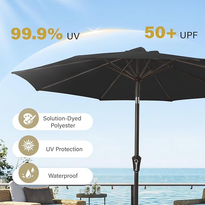 MEWAY 9ft Patio Umbrella Outdoor Table Umbrellas - Image 5