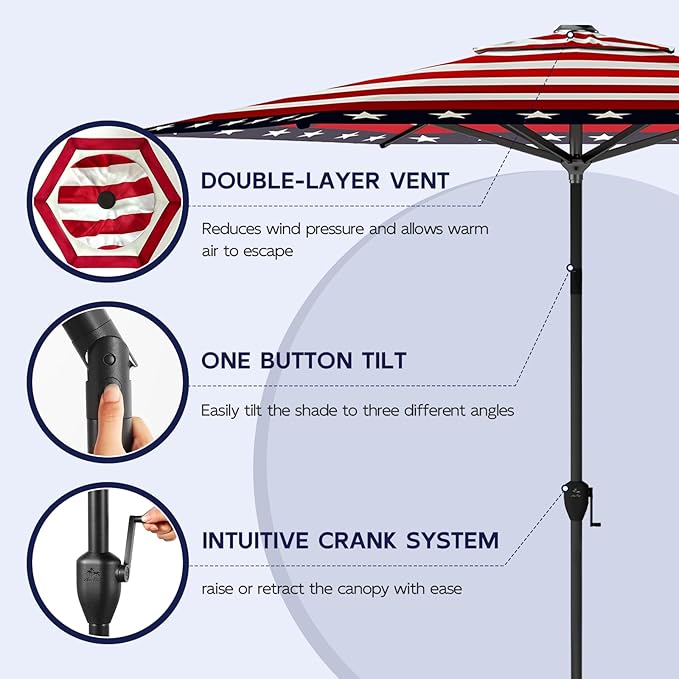 Abba Patio 9FT Lyon Outdoor Patio Umbrella Outdoor Table Umbrella - Image 2