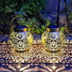 2 Pack Outdoor Solar Hanging Lantern Lights Metal LED Decorative Lamp - Image 3