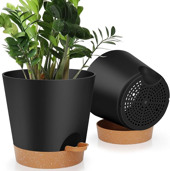 8-Inch Plant Pots, Self-Watering Planters by AFamilyofGardenLovers