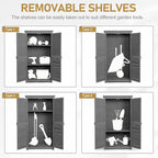 Outvita Outdoor Storage Cabinet, 63in Wooden Garden Tools Shed - Image 4