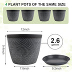 Quarut Large 12 Inch Plant Pot for Plants Outdoor Indoor, 4 Pack Plastic Flower - Image 6