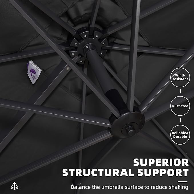 PURPLE LEAF 9' X 11.5' Square Cantilever Umbrella Patio Umbrella - Image 7