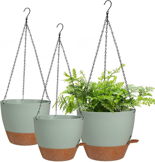 10/9/8 Inch Hanging Planter for Indoor Outdoor Plants, 3 Pack Self-Watering by Lucieblessdesign