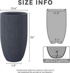 Kante 24 Inch Tall Round Concrete Planter, Large Indoor Outdoor Plant Pots - Image 2