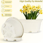 5 Pack 10.5 inch Plant Pots, Planter-Pots-for-Plants，Plastic Flower Pot - Image 4
