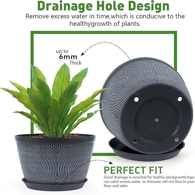Quarut 10 Inch Flower Pots Planters - Image 4