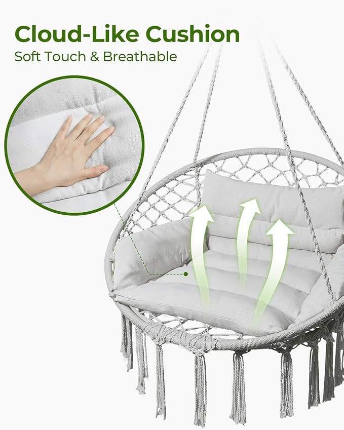 Greenstell Hammock Chair, Macrame Swing Chair - Image 3