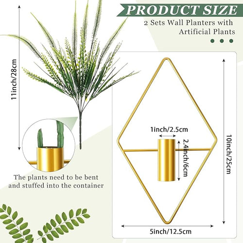2 Pieces Gold Wall Decor Hanging Planters - Image 2