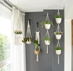 Mkono Macrame Plant Hangers, 5 Pack Different Tiers Indoor Hanging Planters - Image 3